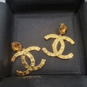 Authentic Chanel CC XL Dangle Earrings